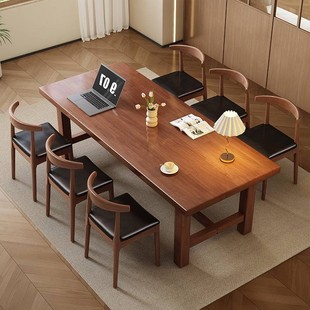 实木大长书桌工作台家用多人阅读学习桌去客厅化大板桌简约办公桌
