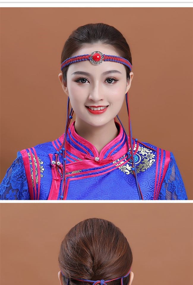 蒙古族舞蹈演出头饰女成人串珠长流苏少数民族风发饰新娘主播配饰