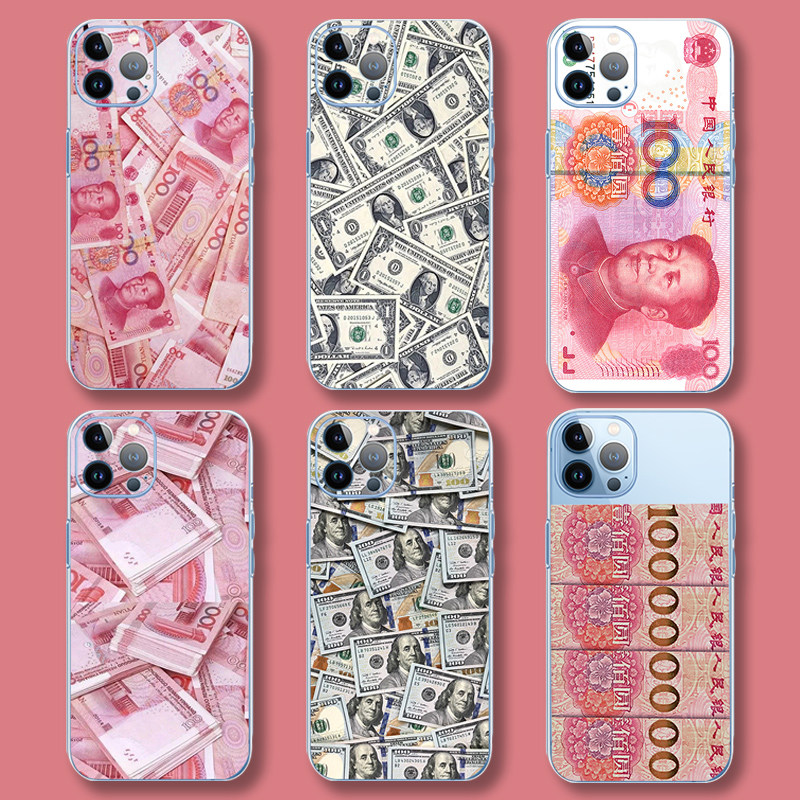 一个亿手机壳苹果14钞票iphone13人民币百元金钱12promax只想搞钱小米