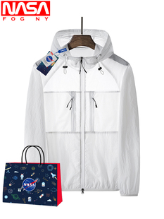 NASA旗舰店防晒服男士夏季新款轻薄透气连帽外套户外防紫外皮肤衣