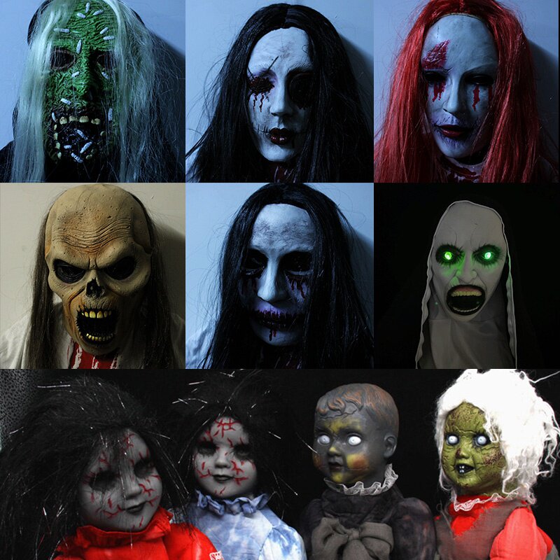 恐怖面具全脸万圣节鬼脸头套吓人鬼屋密室逃脱剧本杀派对主题道具