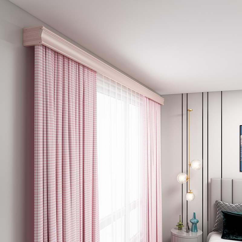 导轨一体铝合金窗帘盒挡板装饰轨道盒子顶装双轨滑轮配件滑轨成品