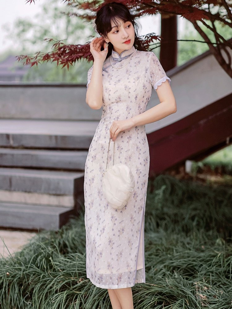 司藤旗袍改良版年轻款少女素雅复古中国风气质名媛优雅中长款夏季