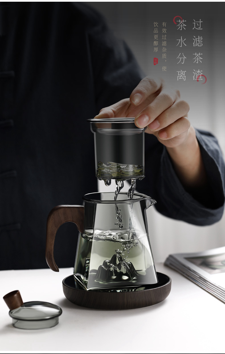 煮茶壶耐热玻璃茶壶家用办公室茶水分离冲茶器电陶炉煮茶茶具套装