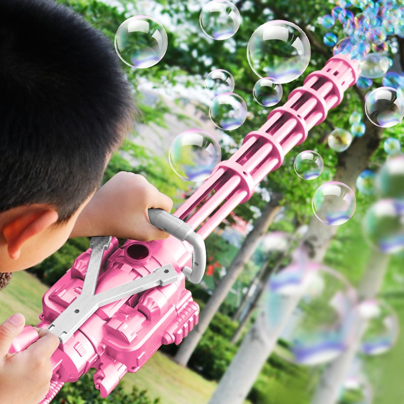加长版加特林泡泡机巨型粉色网红电动吹泡泡枪儿童手持男女孩玩
