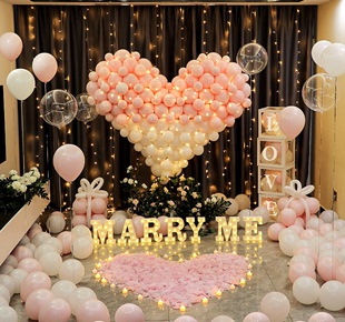 求婚惊喜浪漫场景网红装饰520情人节告表白卧室LED灯求婚气球布置