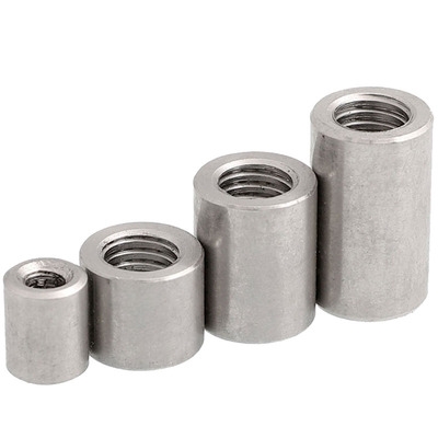 304不锈钢加长加高圆螺母加厚圆柱通丝高压螺丝帽m8m10m12m14m