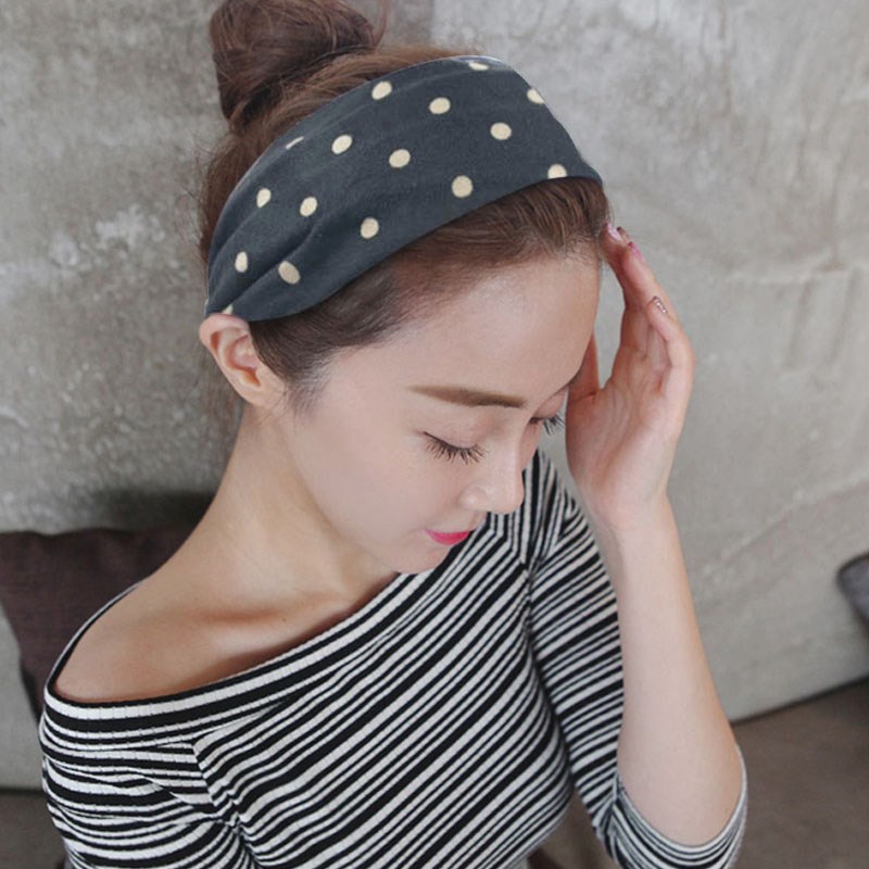 盖白头发遮白发头饰遮盖神器显年轻头帽布艺宽边波点新款压发发带