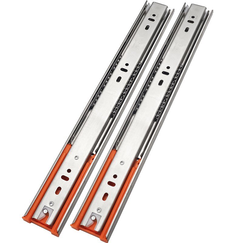 抽屉五金阻尼滑导轨轨静音滑道不锈钢橱柜轨道三节黑色缓冲滚珠3