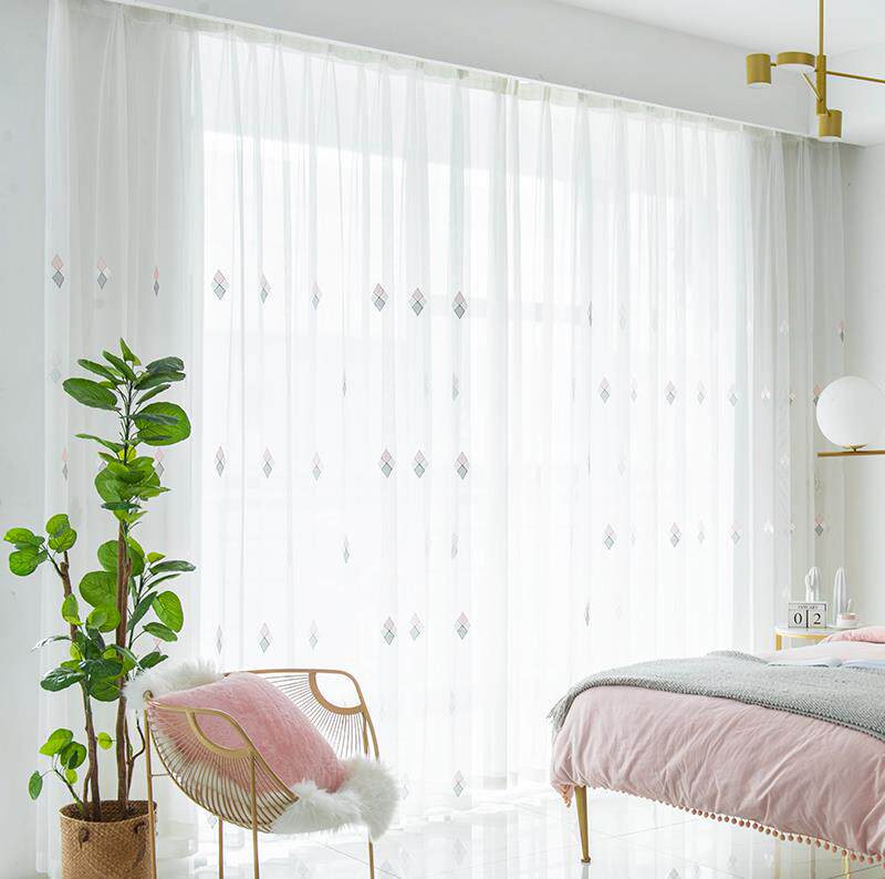 窗帘纱帘透光不透人纱飘窗北欧简约台卧室客厅半遮光