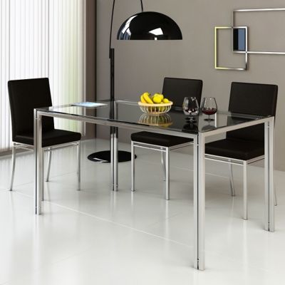 不锈钢钢化玻璃餐桌椅图片