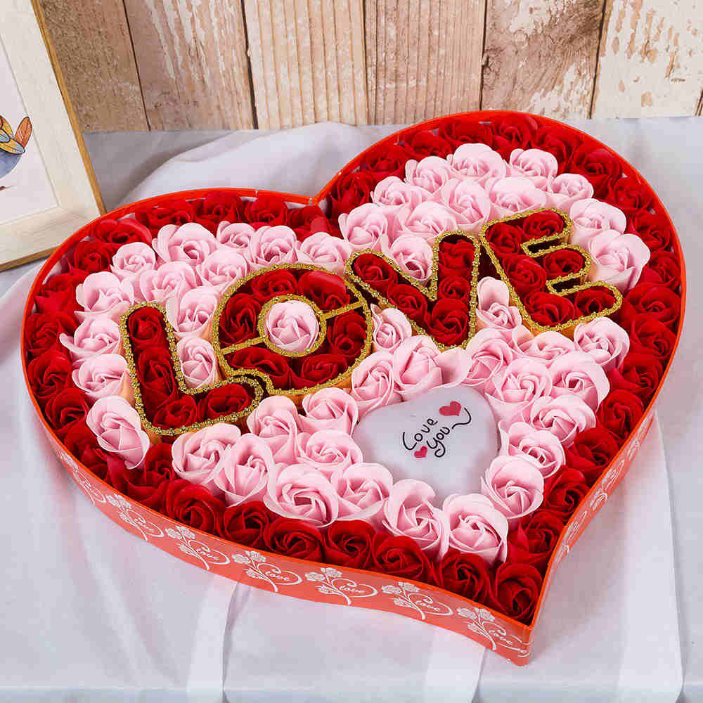 朵七夕情人浪漫女友朋友情侣创意肥皂仿真玫瑰香皂花束心形礼盒优惠券