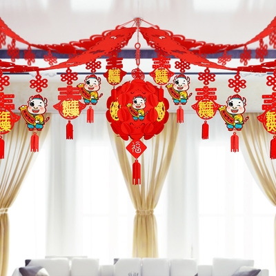 新年春节过年牛年装饰品幼儿园教室挂件客厅室内拉花挂饰场景布置