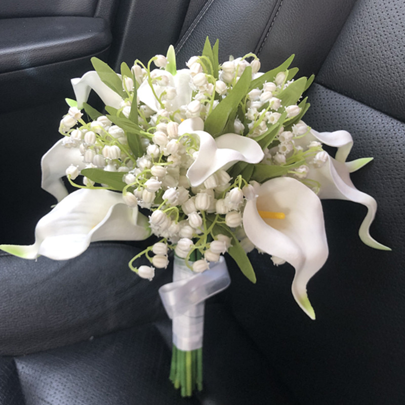高档新款韩式新娘手捧花婚纱摄影拍照郁金香o马蹄莲仿真花清新奢