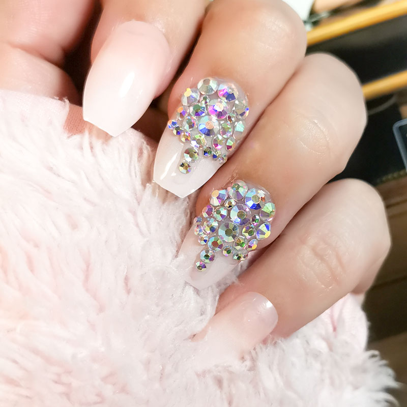 小羽美甲的优惠券大全—欧美镶钻美甲甲片成品中梯芭蕾裸粉渐变法式假