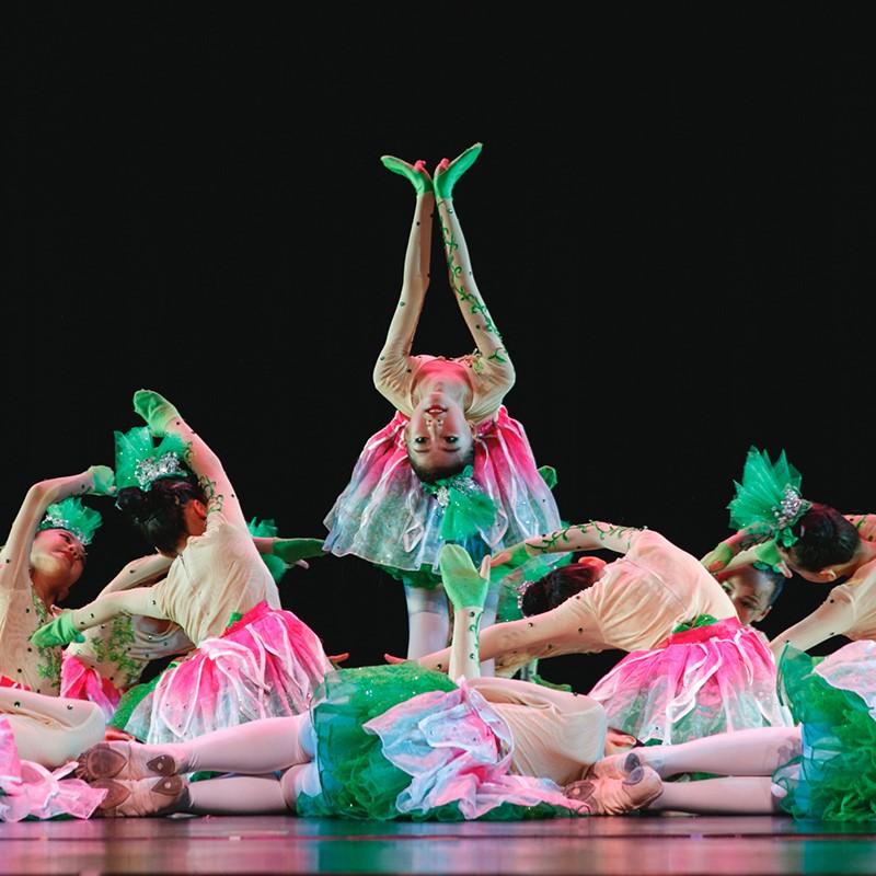 小荷风采小草的天空演出服儿童茉莉花绿色蓬蓬裙少儿桃花山舞蹈服