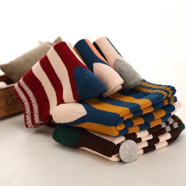 新品冬季儿童袜子纯棉加厚女童保暖加绒t毛圈袜秋冬天宝宝厚棉袜