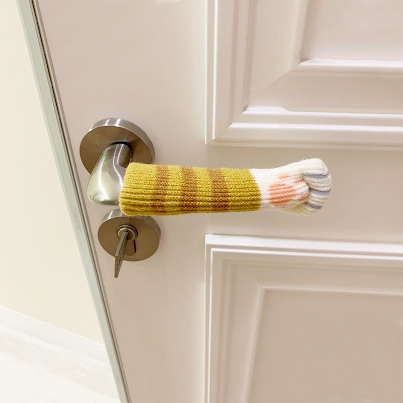 门把手护套防盗门大房门拉手毛线保护套子可爱绒布艺不防静电冬季