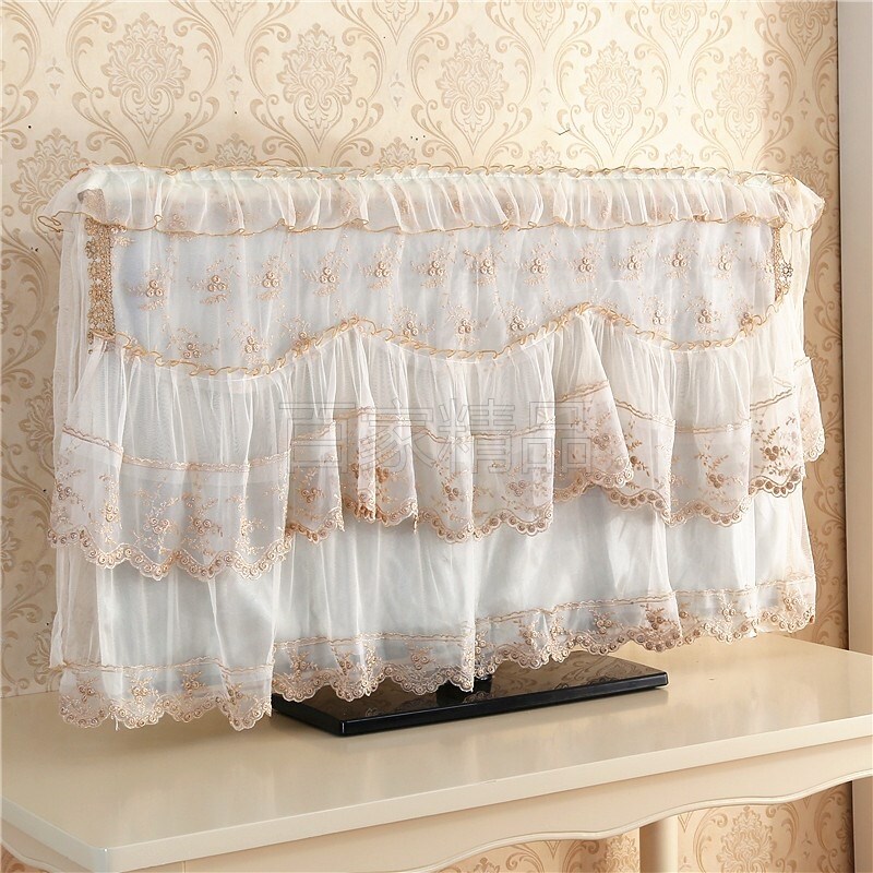 65寸液晶电视剧机套子布防尘保护罩蕾丝布艺欧式55英寸挂式45