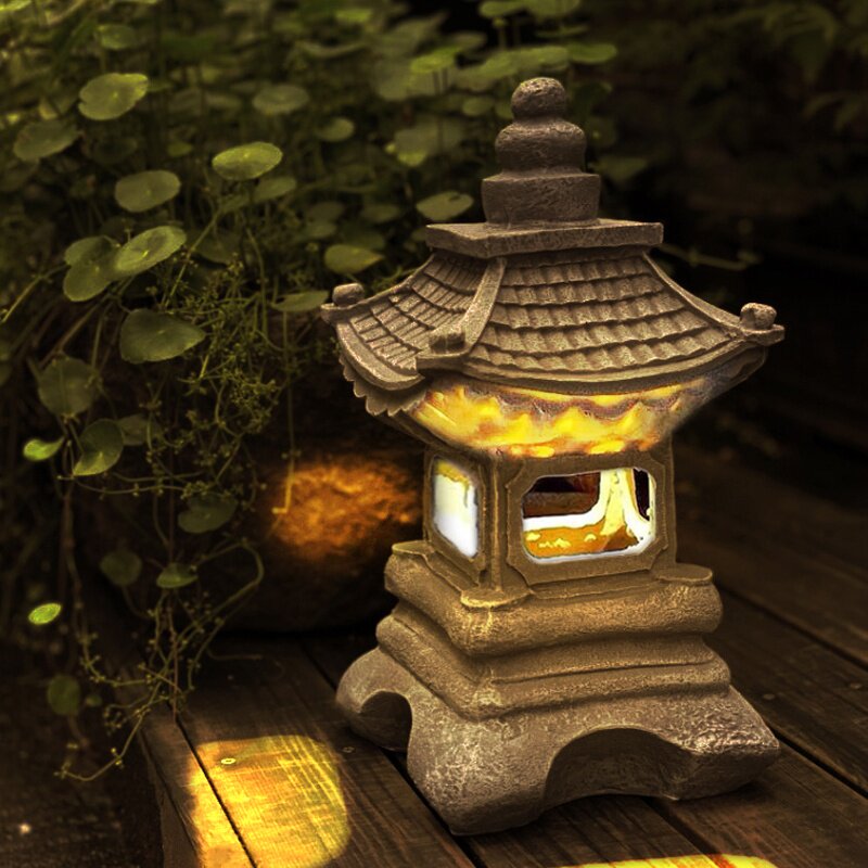 (今日6.8折)户外落地日式庭院装饰宫灯石灯花园别墅室内创意摆件禅意