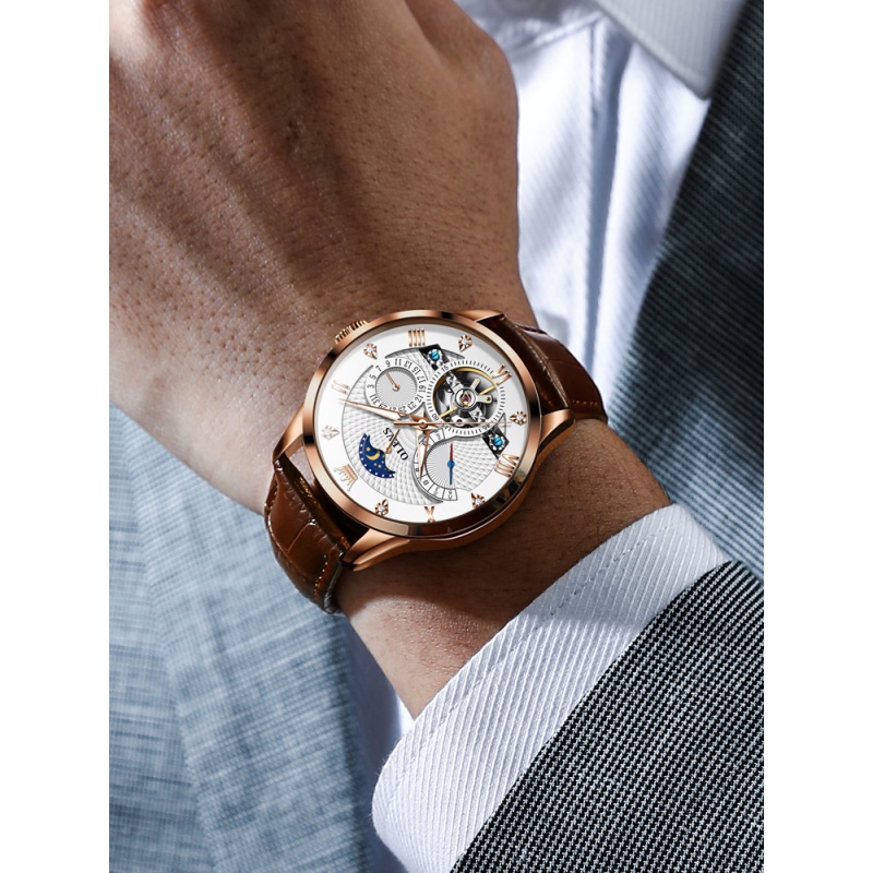 瑞士认证男士腕表镂空多功能全自动机械手表正品名牌时尚男表