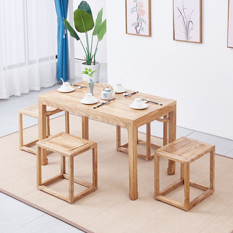 新品全实木餐桌椅组合现代简约可折叠伸缩圆形歺桌吃饭桌子家用小