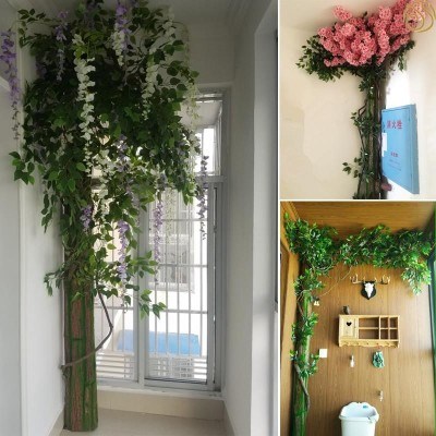 暖气管道装饰遮挡美化卫生间热水器天然气管道包柱子遮丑绿植树叶