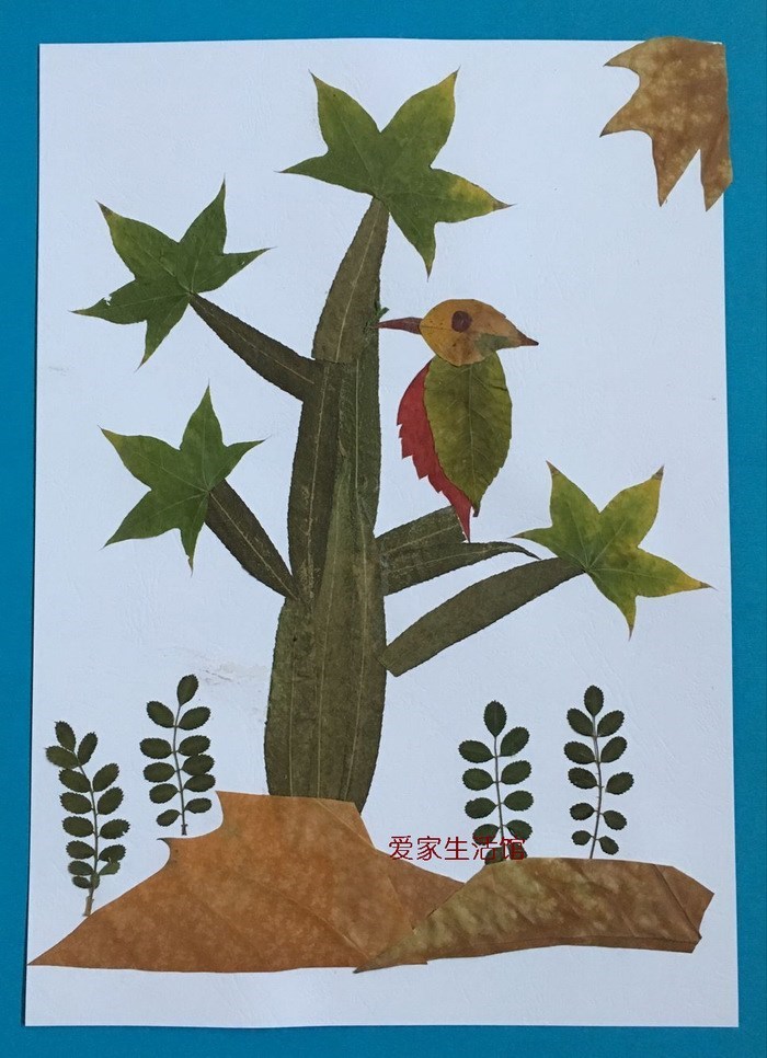 幼儿园真树叶粘贴画半成品材料包diy创意小学生手工秋天植物标本