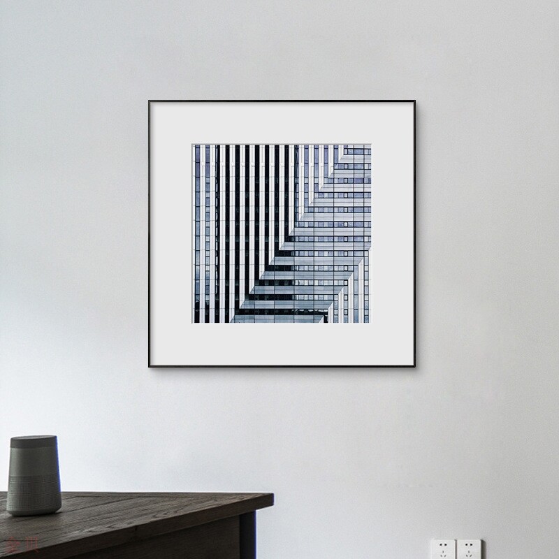 现代简约抽象线条建筑装饰画黑白灰工业风画几何空间卧室床头挂画