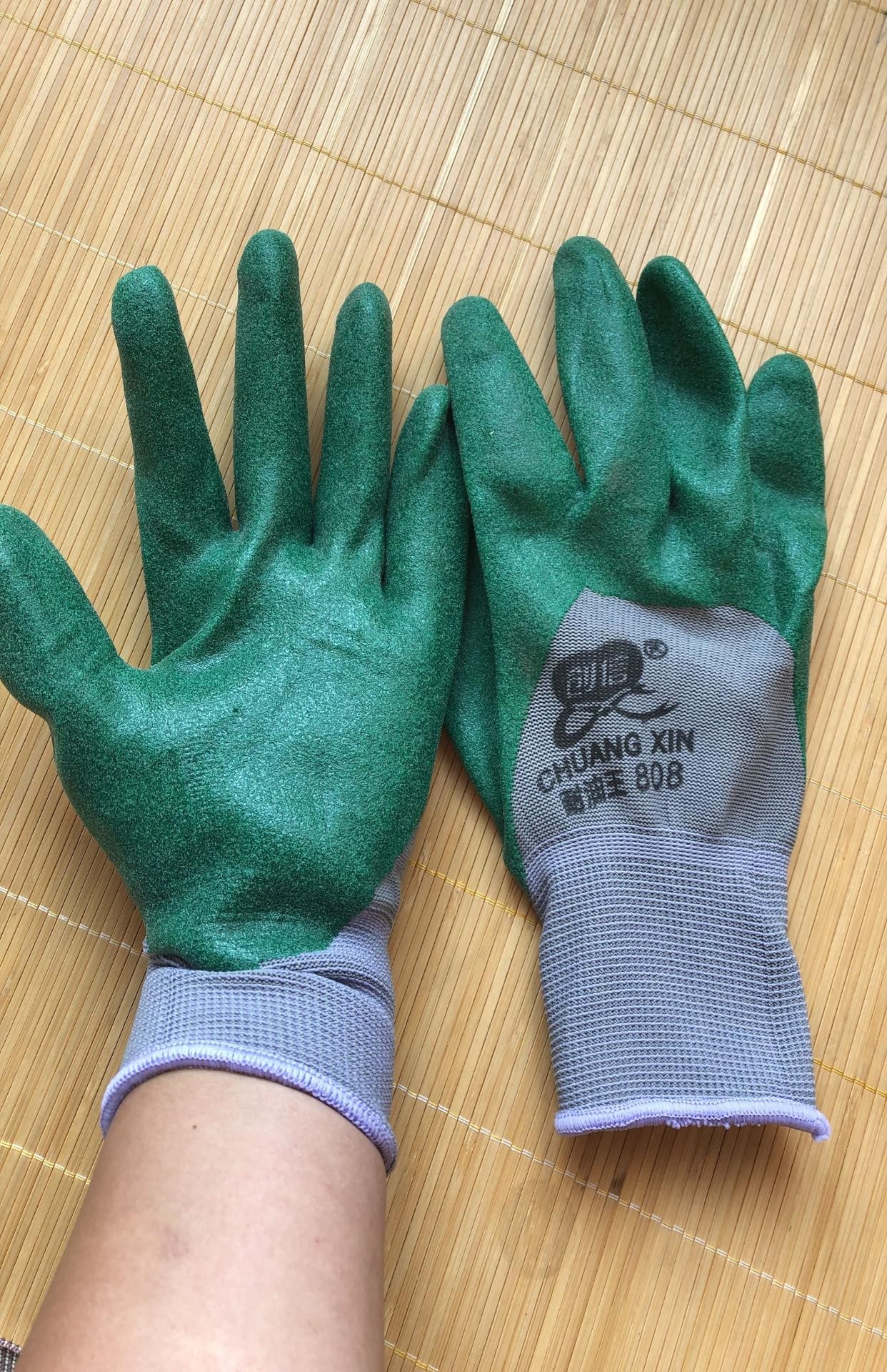 直销乳胶f耐磨808创信手套王超强劳保.耐油防滑耐油塑胶工地发泡