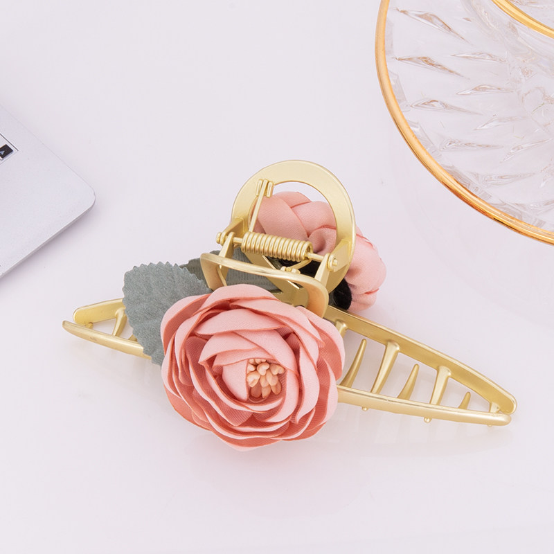 玫瑰花朵发夹发卡夹子头饰抓夹鲨鱼夹头花女气质冬季大号发夹—发饰