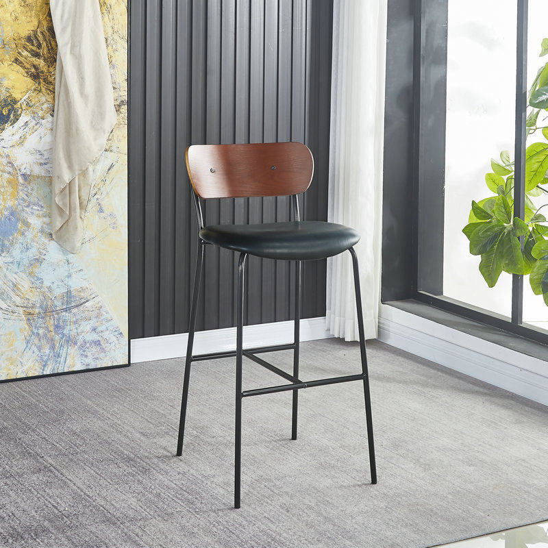 北欧吧台椅现代简约酒吧高脚椅子靠背椅铁艺高脚凳吧台椅现货直供