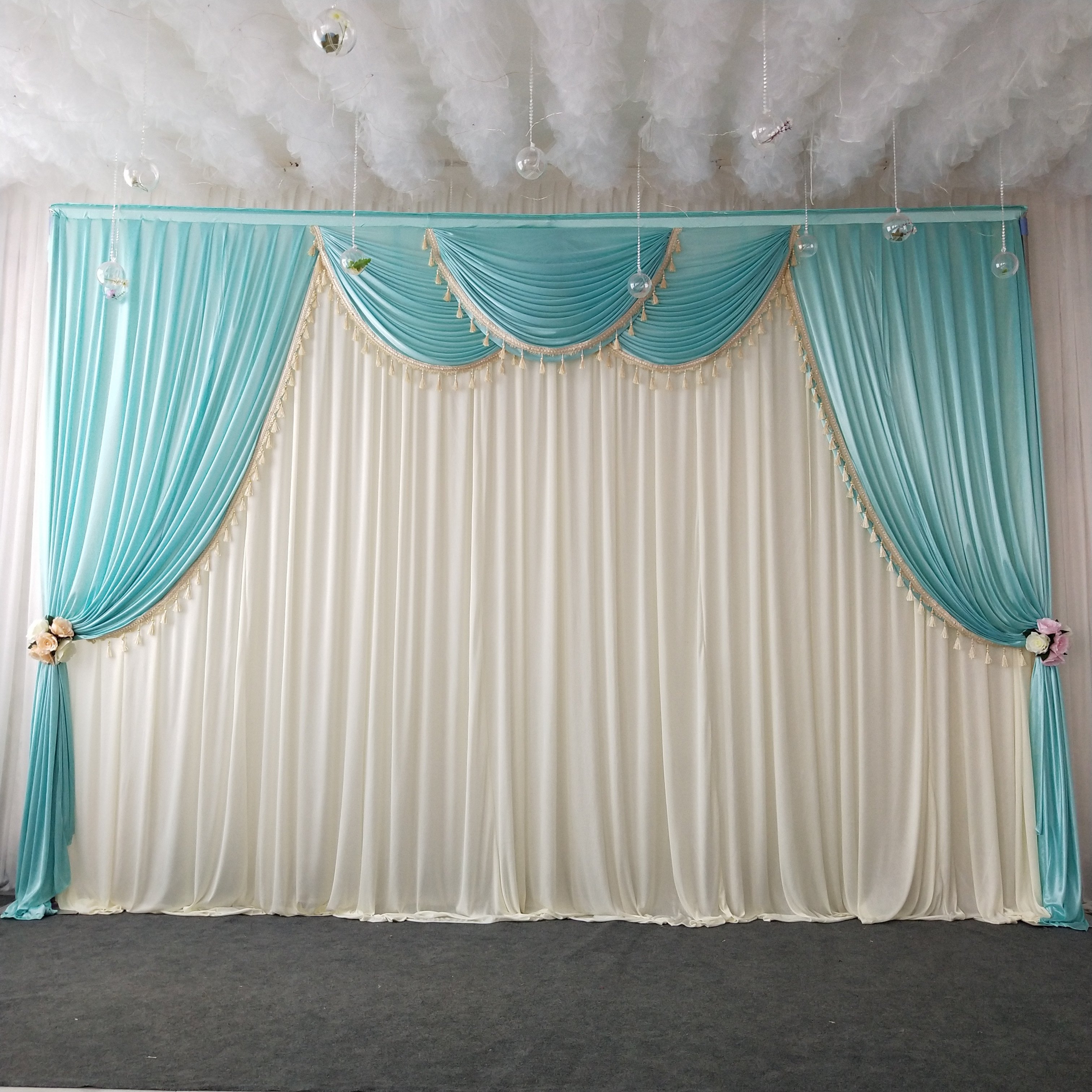 新品新款婚庆背景纱幔婚z礼背景布舞台布幔帷幔背景墙迎宾区签到