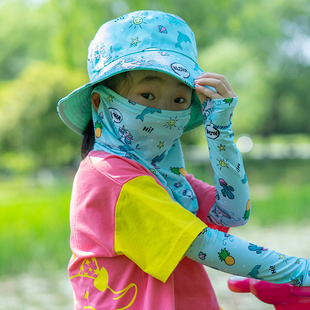 儿童防晒围脖冰丝脖套遮脸面纱面罩宝宝面巾男童女童护脖子薄款夏