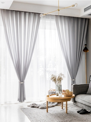白纱窗帘a透光不透人简约现代白色阳台纱帘客厅飘窗半遮光窗纱隔