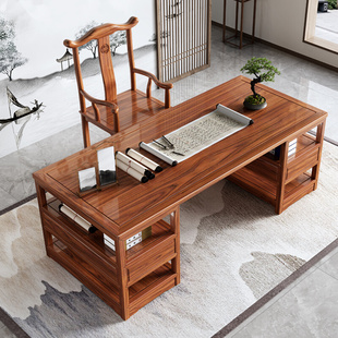 书法桌实木书桌书画桌专用桌新中式成人家用长条桌书案老榆木