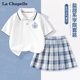 拉夏贝尔女童套装夏季儿童休闲POLO衫短袖女孩学院风JK半身裙夏装