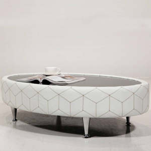 洛丹伦弧形茶几时尚个性独特创意圆形休闲茶几小户型客厅椭圆办公