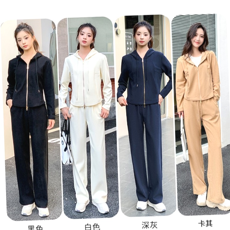 尚品服饰女裤工厂店【豫东兵嫂专属】2023爆款连帽卫衣套装女春秋