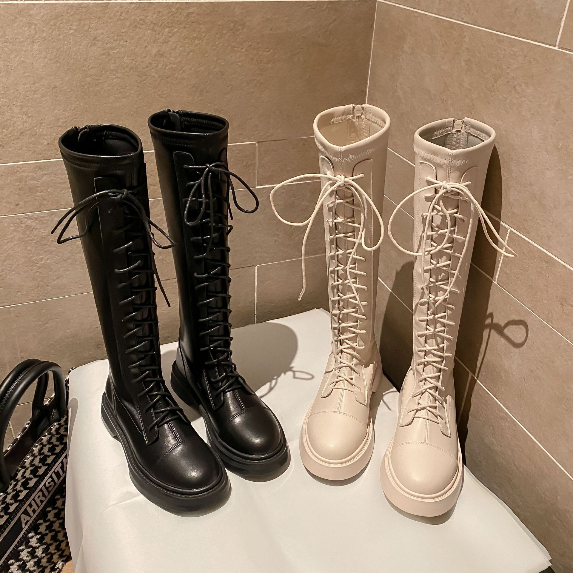 长筒马丁靴女英伦风绑带