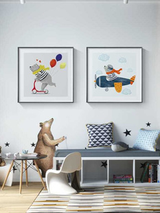 儿童房装饰R画卧室床头挂画男孩女孩卡通童趣墙画现代温馨创意壁