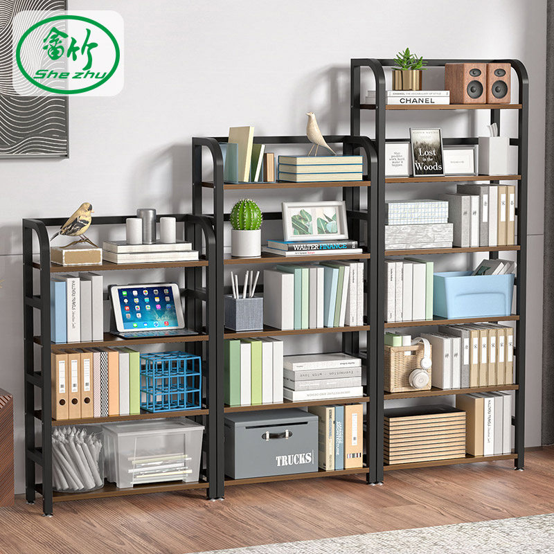 铁艺书架置物架书桌面收纳客厅儿童办公室简易简约落地式学生架类