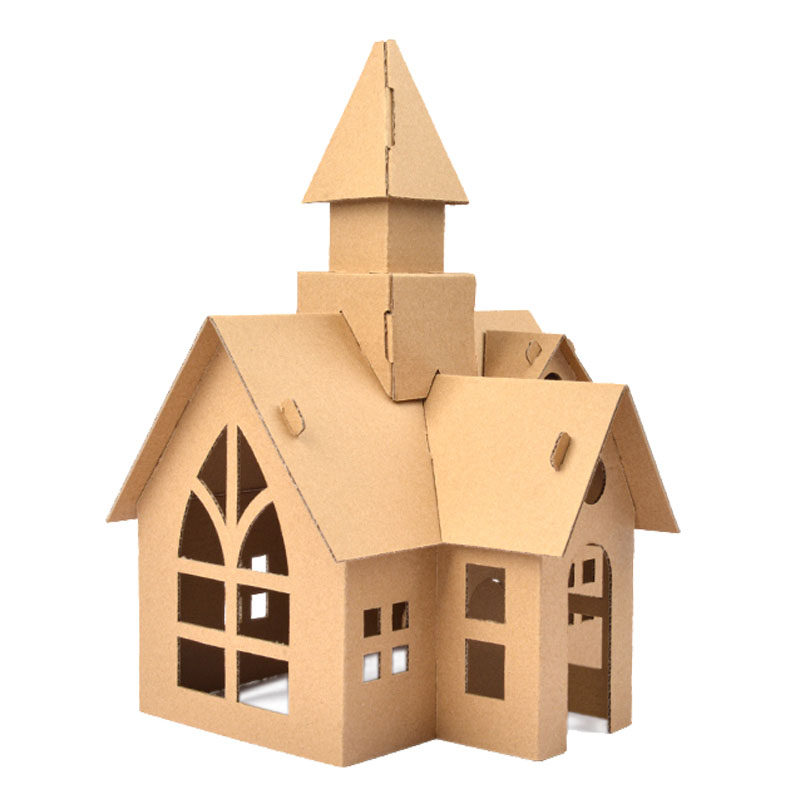 模型儿童屋diy纸盒玩具手工制作幼儿园建筑纸板纸箱房子小屋材料
