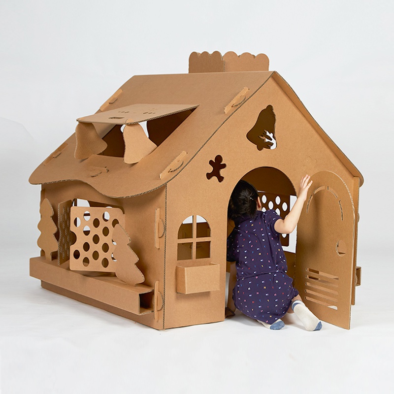 瓦楞纸箱儿童室内帐篷房子画涂鸦diy玩具幼儿园城堡纸板壳游戏屋