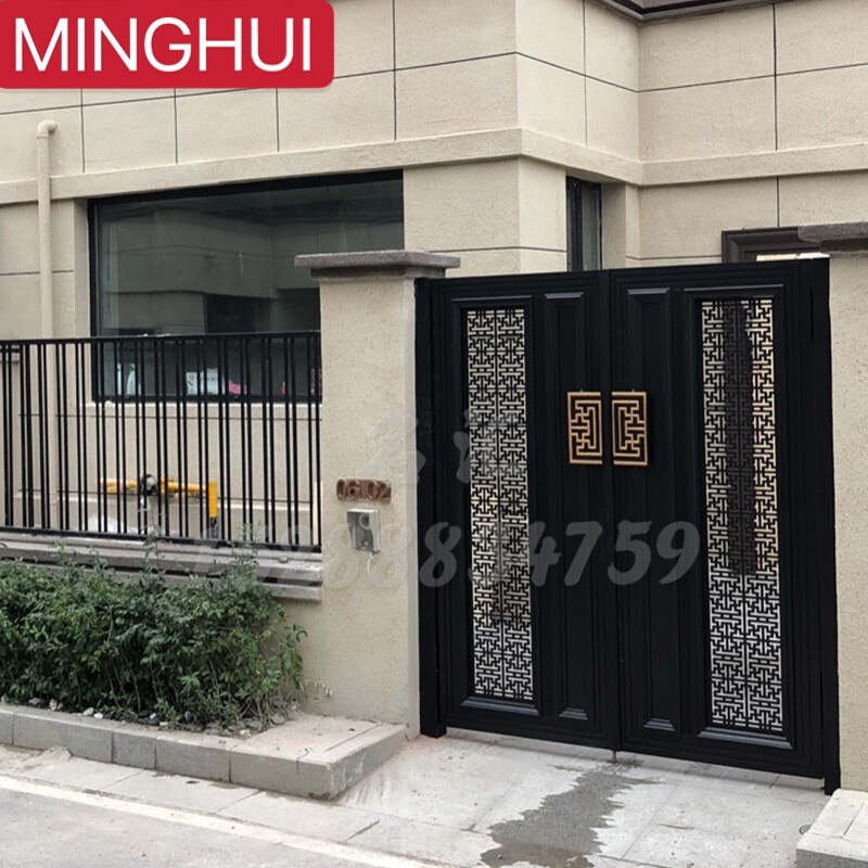铝合金中式庭院小门花园别墅门小院门双开门铝艺大门进户门对开门
