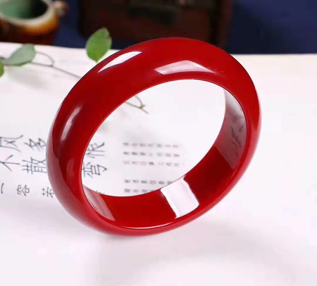 纯天然_纯天然南红玛瑙手镯冰种水晶柿子红女士高级感正品红色复古细