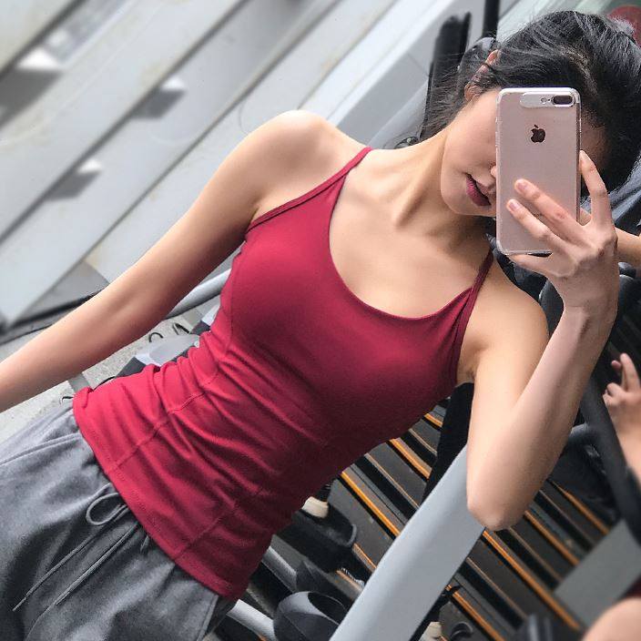 岚纹带胸托瑜伽服上衣女美背运动跑步健身内衣交叉带胸垫瑜伽背心