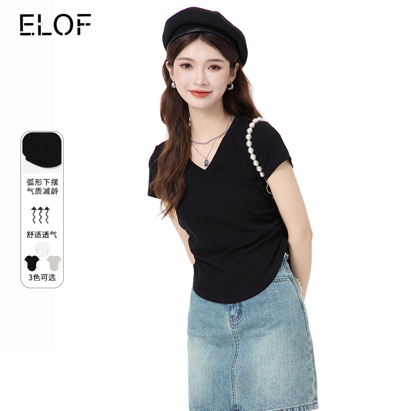 【五百推荐】ELOF弧形短袖T恤女