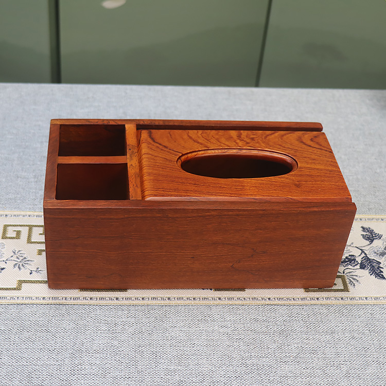 木盒子复古纸巾收纳盒实木质桌面收纳盒杂物遥控器盒子客厅中式