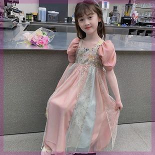 新品巴拉巴拉韩系女童连衣裙2024新款夏季儿童汉服古风洋气公主裙